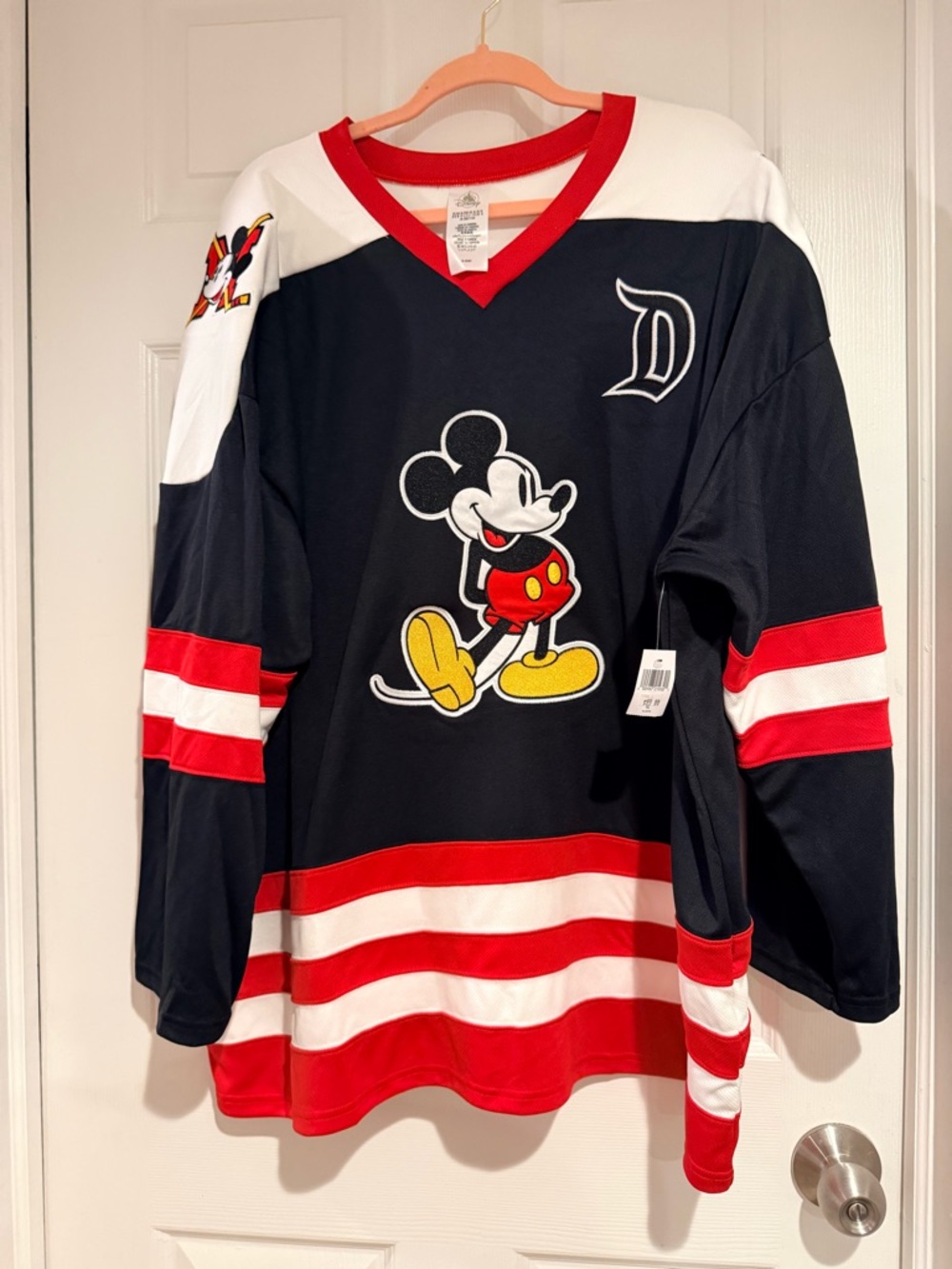 Disney Black Red White Mickey Mouse Hockey-Style Jersey